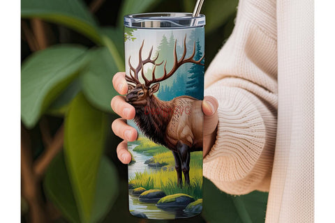 Majestic Elk 20oz Tumbler Wrap Sublimation DesignSVG 