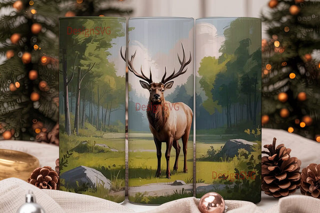 Majestic Elk 20oz Tumbler Wrap Sublimation DesignSVG 