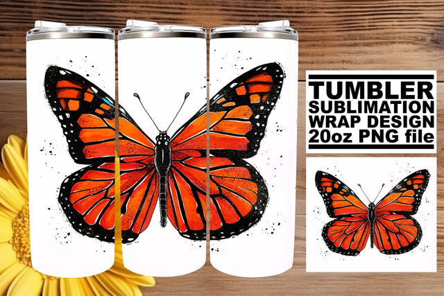 Majestic Flutter: Sublimation Tumbler Wrap - 20oz, Butterfly Theme Sublimation afrosvg 