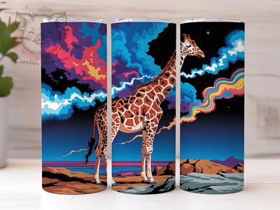 Majestic Giraffe Safari Portrait 20oz Tumbler Wrap, Wildlife Animal, Safari Theme, Animal Illustration, Tall Animal, 20oz Tumbler Wrap, Sublimation PNG Sublimation Lara' s Designs 