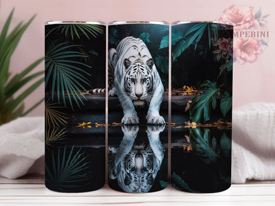 Majestic Glow White Tiger Tumbler, Glowing Eyes Tiger Design, Fantasy Animal Tumbler, 20oz Wildlife Sublimation, Majestic Tiger Tumbler, Big Cat Tumbler Wrap Sublimation Li Zamperini 