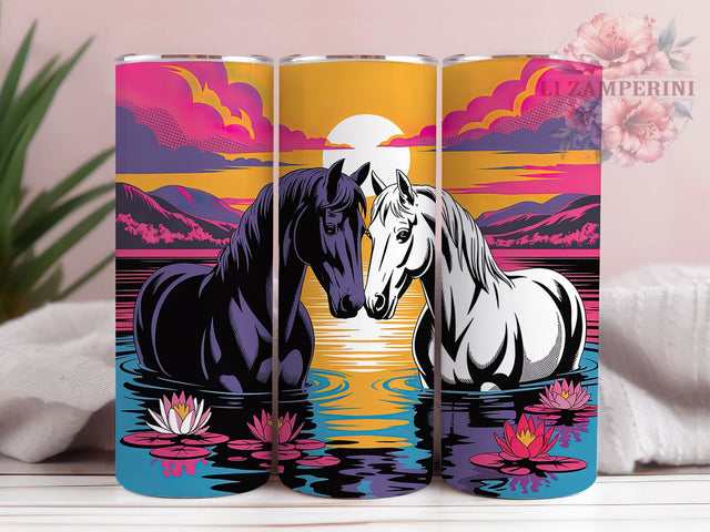 Majestic Horses Romantic Scene 20oz Tumbler, Romantic Scene, Graceful Together, Equestrian Theme, Horse Lover, 20oz Tumbler Wrap, Sublimation PNG Sublimation Li Zamperini 