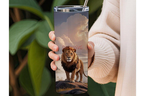 Majestic Lion 20oz Tumbler Wrap Sublimation DesignSVG 