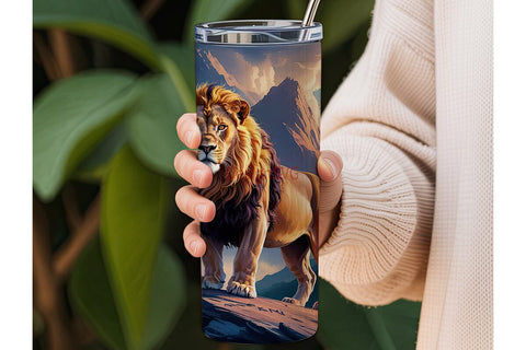 Majestic Lion 20oz Tumbler Wrap Sublimation DesignSVG 