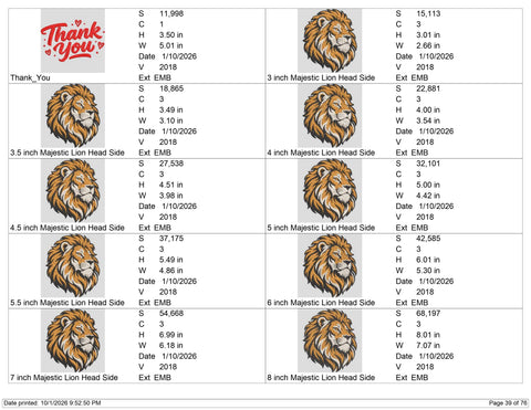 Majestic Lion Head Embroidery Design – Realistic Lion Machine Embroidery File, Wild Animal King Lion Face Design Embroidery/Applique DESIGNS PatternFeed8 