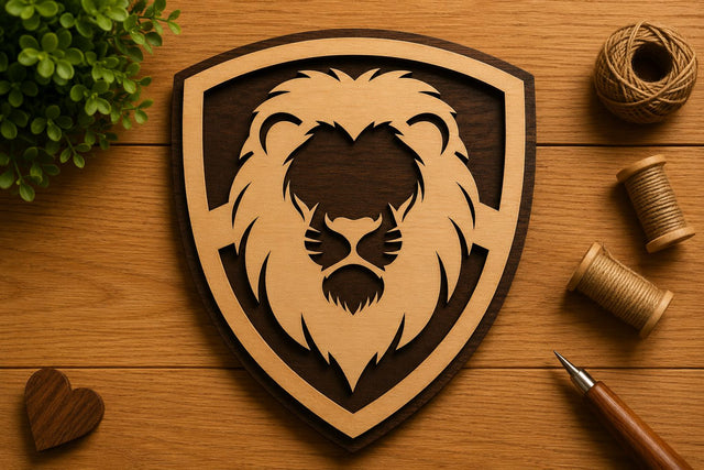 Majestic Lion Shield Laser Cut Svg File Design SVG Regulrcrative 