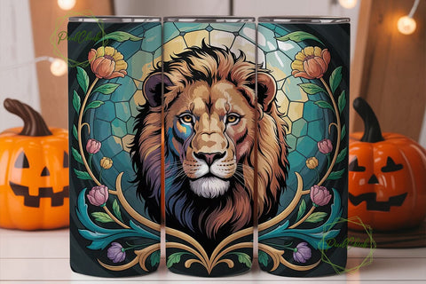 Majestic Lion Stained Glass 20oz Tumbler Sublimation PixelChick 