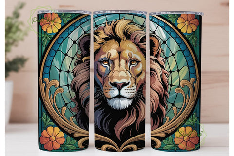 Majestic Lion Stained Glass 20oz Tumbler Sublimation PixelChick 