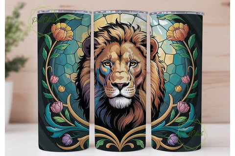 Majestic Lion Stained Glass 20oz Tumbler Sublimation PixelChick 