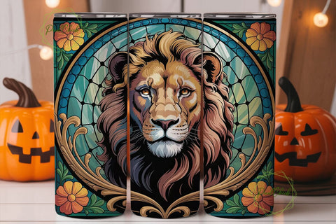 Majestic Lion Stained Glass 20oz Tumbler Sublimation PixelChick 
