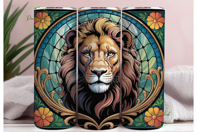 Majestic Lion Stained Glass 20oz Tumbler Sublimation PixelChick 