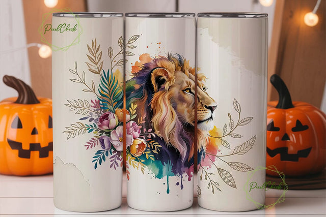 Majestic Lion Watercolor 20oz Tumbler Sublimation PixelChick 