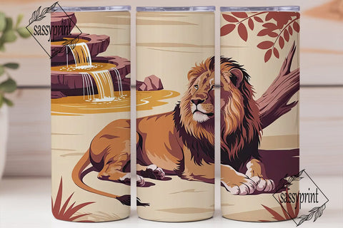 Majestic Lion & Zen Fountain 20oz Sublimation sassyprint 