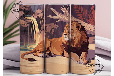 Majestic Lion & Zen Fountain 20oz Sublimation sassyprint 
