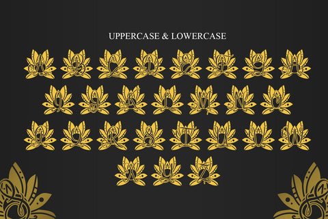 Majestic Lotus Mandala Monogram Font Dm Letter Studio 