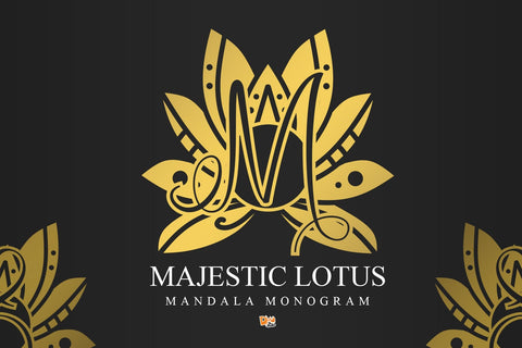 Majestic Lotus Mandala Monogram Font Dm Letter Studio 