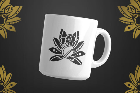 Majestic Lotus Mandala Monogram Font Dm Letter Studio 