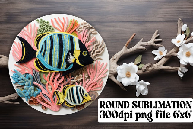 Majestic Marlin 3D Embroidered Fish Round Sublimation Pattern Sublimation afrosvg 