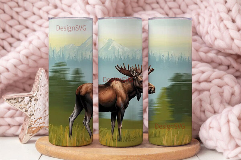 Majestic Moose 20oz Tumbler Wrap Sublimation DesignSVG 