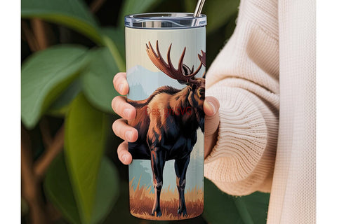 Majestic Moose 20oz Tumbler Wrap Sublimation DesignSVG 