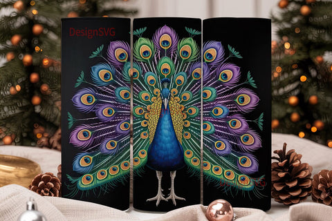 Majestic Peacock 20oz Tumbler Wrap Sublimation DesignSVG 