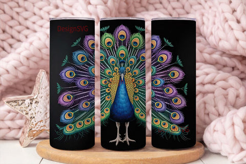 Majestic Peacock 20oz Tumbler Wrap Sublimation DesignSVG 
