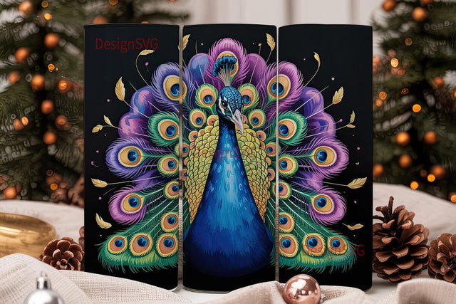 Majestic Peacock 20oz Tumbler Wrap Sublimation DesignSVG 