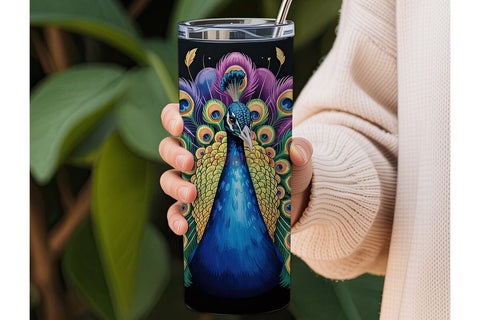 Majestic Peacock 20oz Tumbler Wrap Sublimation DesignSVG 
