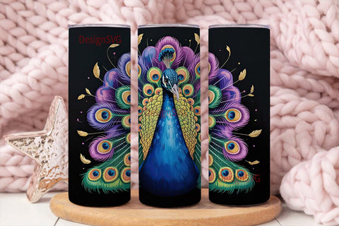 Majestic Peacock 20oz Tumbler Wrap Sublimation DesignSVG 