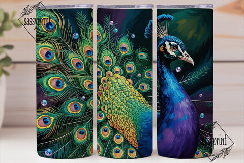 Majestic Peacock 20oz Tumbler Wrap Sublimation sassyprint 