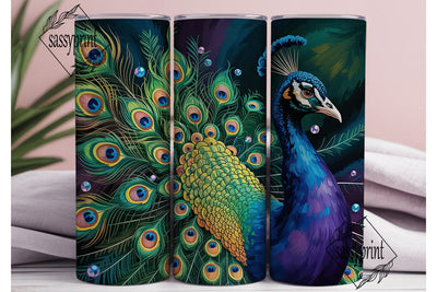 Majestic Peacock 20oz Tumbler Wrap Sublimation sassyprint 