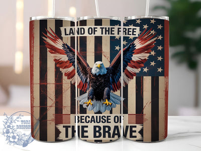 Majestic & Proud American Eagle Tumbler, Patriotic Tumbler Wrap, Land Of The Free PNG, Eagle With Flag Design, 4th Of July Tumbler, Veteran Tribute Wrap, 20oz USA Sublimation Sublimation ToriDesigns 