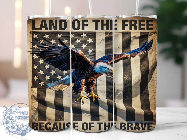 Majestic & Proud American Eagle Tumbler, Patriotic Tumbler Wrap, Land Of The Free PNG, Eagle With Flag Design, 4th Of July Tumbler, Veteran Tribute Wrap, 20oz USA Sublimation Sublimation ToriDesigns 