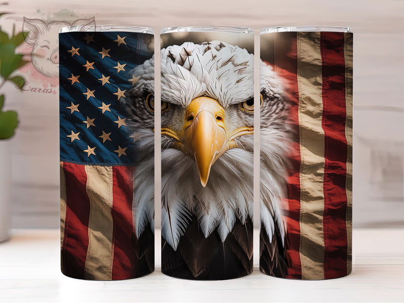Majestic & Proud Eagle Tumbler, American Flag PNG, Patriotic Tumbler Design, 20oz USA Eagle Wrap, Bald Eagle Sublimation, Freedom Tumbler PNG, USA Pride Tumbler Wrap Sublimation Lara' s Designs 