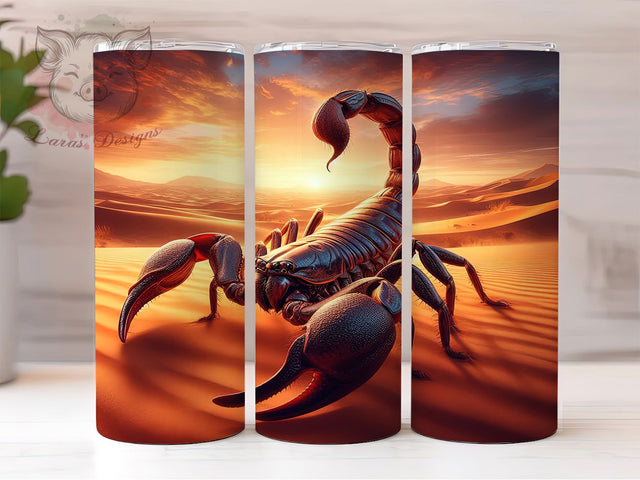 Majestic Scorpion Desert 20oz Tumbler Wrap, Golden Desert, Wildlife Design, Scorpion Art, Dramatic Pose, 20oz Tumbler Wrap, Sublimation PNG Sublimation Lara' s Designs 