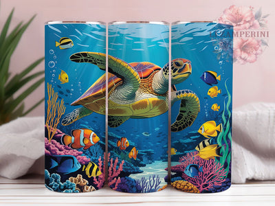 Majestic Sea Turtle Ocean 20oz Tumbler, Majestic Ocean, Graceful Swimming, Marine Life, Ocean Theme, 20oz Tumbler Wrap, Sublimation PNG Sublimation Li Zamperini 