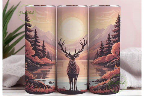 Majestic Stag 20oz Tumbler Wrap Sublimation PixelChick 