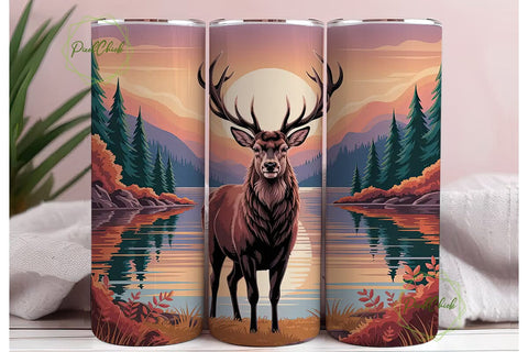Majestic Stag 20oz Tumbler Wrap Sublimation PixelChick 