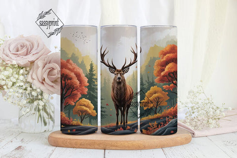 Majestic Stag Autumn Forest Tumbler Wrap Sublimation sassyprint 