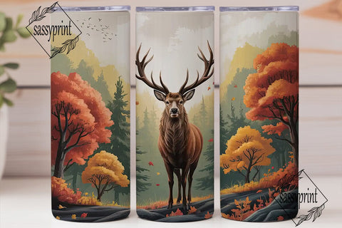 Majestic Stag Autumn Forest Tumbler Wrap Sublimation sassyprint 