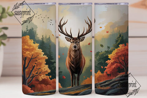 Majestic Stag Autumn Forest Tumbler Wrap Sublimation sassyprint 