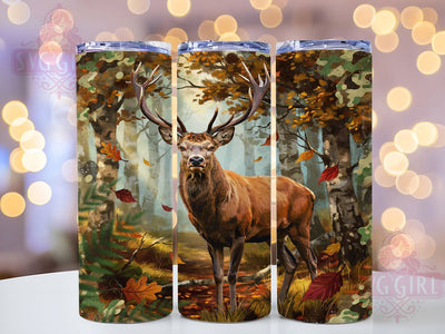 Majestic Stag Autumn Glow 20oz Tumbler, Stag Motif, Autumn Theme, Glow Effect, Rustic Charm, Wildlife Accent, Skinny Tumbler, Sublimation PNG Sublimation SvggirlplusArt 