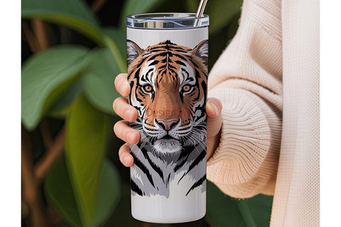 Majestic Tiger 20oz Tumbler Wrap Sublimation DesignSVG 