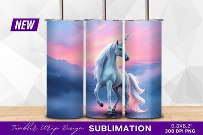 Majestic unicorn standing lake dreamy background Sublimation Regulrcrative 