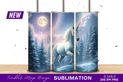Majestic White Unicorn In A Winter Forest Sublimation Regulrcrative 