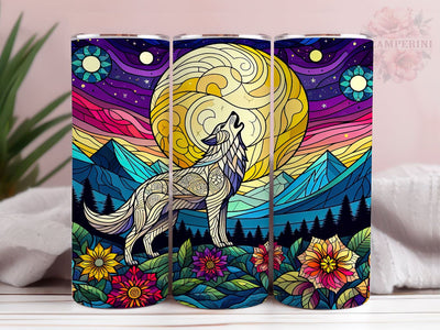 Majestic White Wolf 20oz Tumbler Wrap PNG, Wolf Tumbler Png, Straight & Tapered Tumbler Wrap, Instant Digital Download Sublimation Li Zamperini 