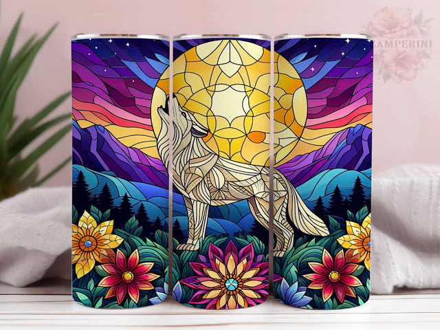 Majestic White Wolf 20oz Tumbler Wrap PNG, Wolf Tumbler Png, Straight & Tapered Tumbler Wrap, Instant Digital Download Sublimation Li Zamperini 