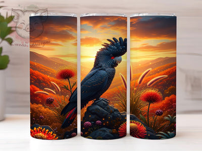 Majestic & Wild Australian Bird Tumbler, Black Cockatoo Design, Native Flora Wrap, Wildlife Sublimation, Outback Tumbler Design, 20oz Aussie Tumbler, DIY Australian Theme Sublimation Lara' s Designs 