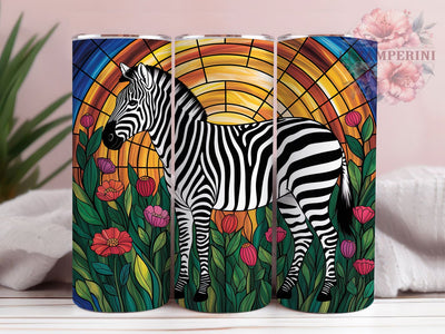 Majestic Zebra Art 20oz Tumbler Wrap, Stained Glass Art, Wildlife Inspiration, Animal Design, Artistic Pattern, 20oz Tumbler Wrap, Sublimation PNG Sublimation Li Zamperini 