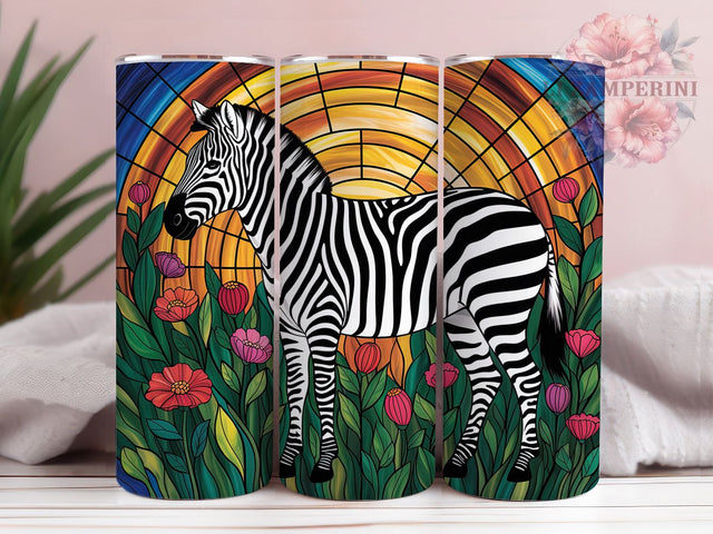 Majestic Zebra Art 20oz Tumbler Wrap, Stained Glass Art, Wildlife Inspiration, Animal Design, Artistic Pattern, 20oz Tumbler Wrap, Sublimation PNG Sublimation Li Zamperini 